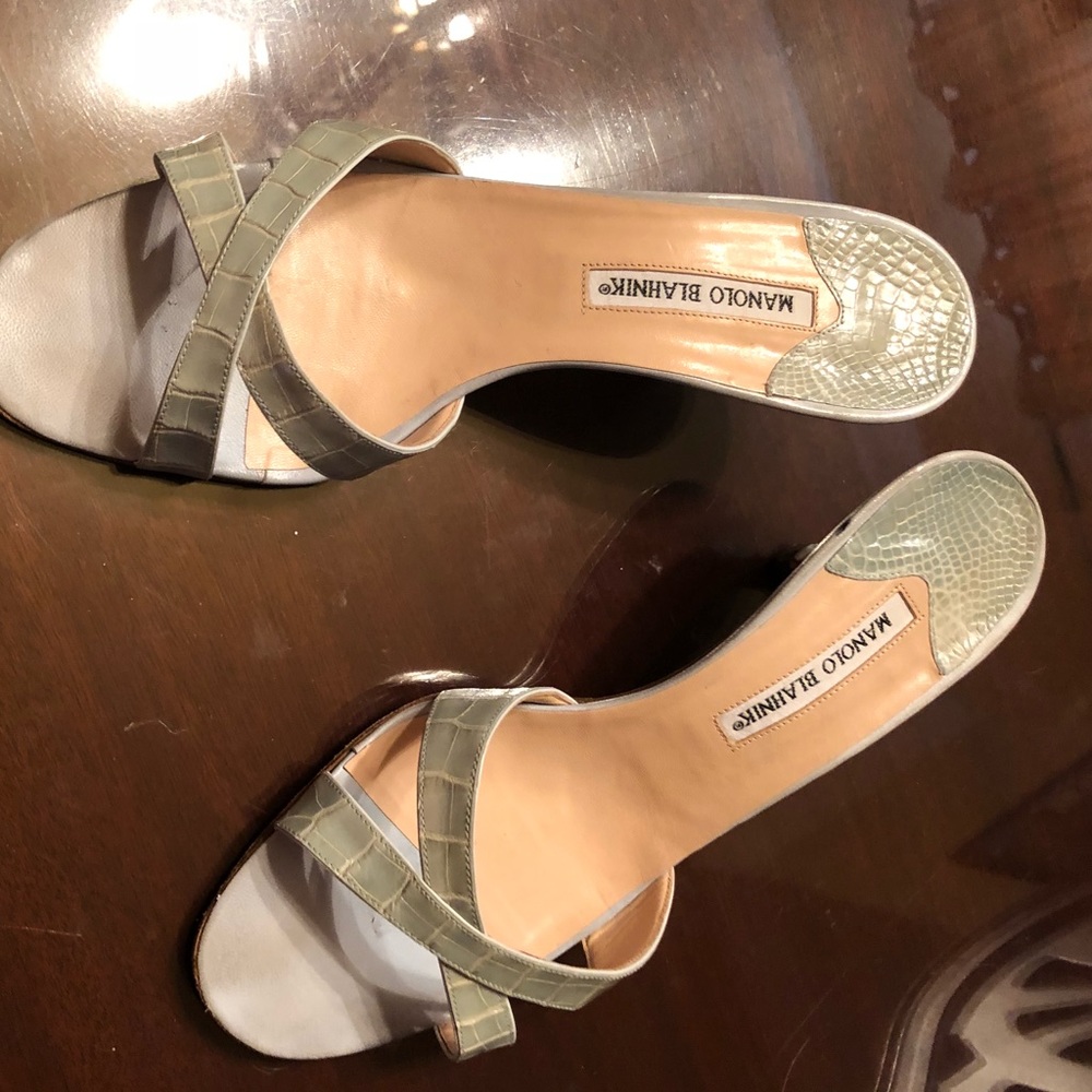 ❤️Manolo Blahnik ALLIGATOR Sandals S 41